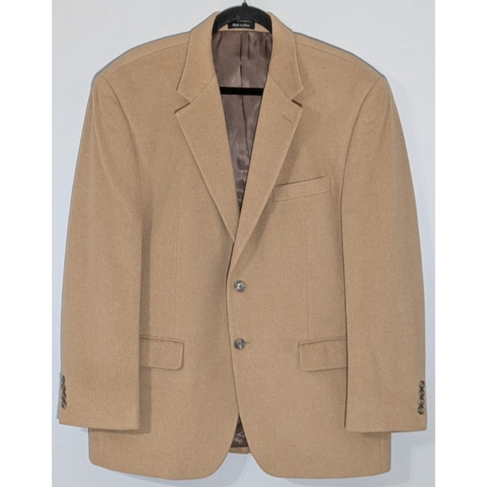 Chaps Luxury Blend Sport Coat Tan Brown 42 Regular Cashmere Silk Wool